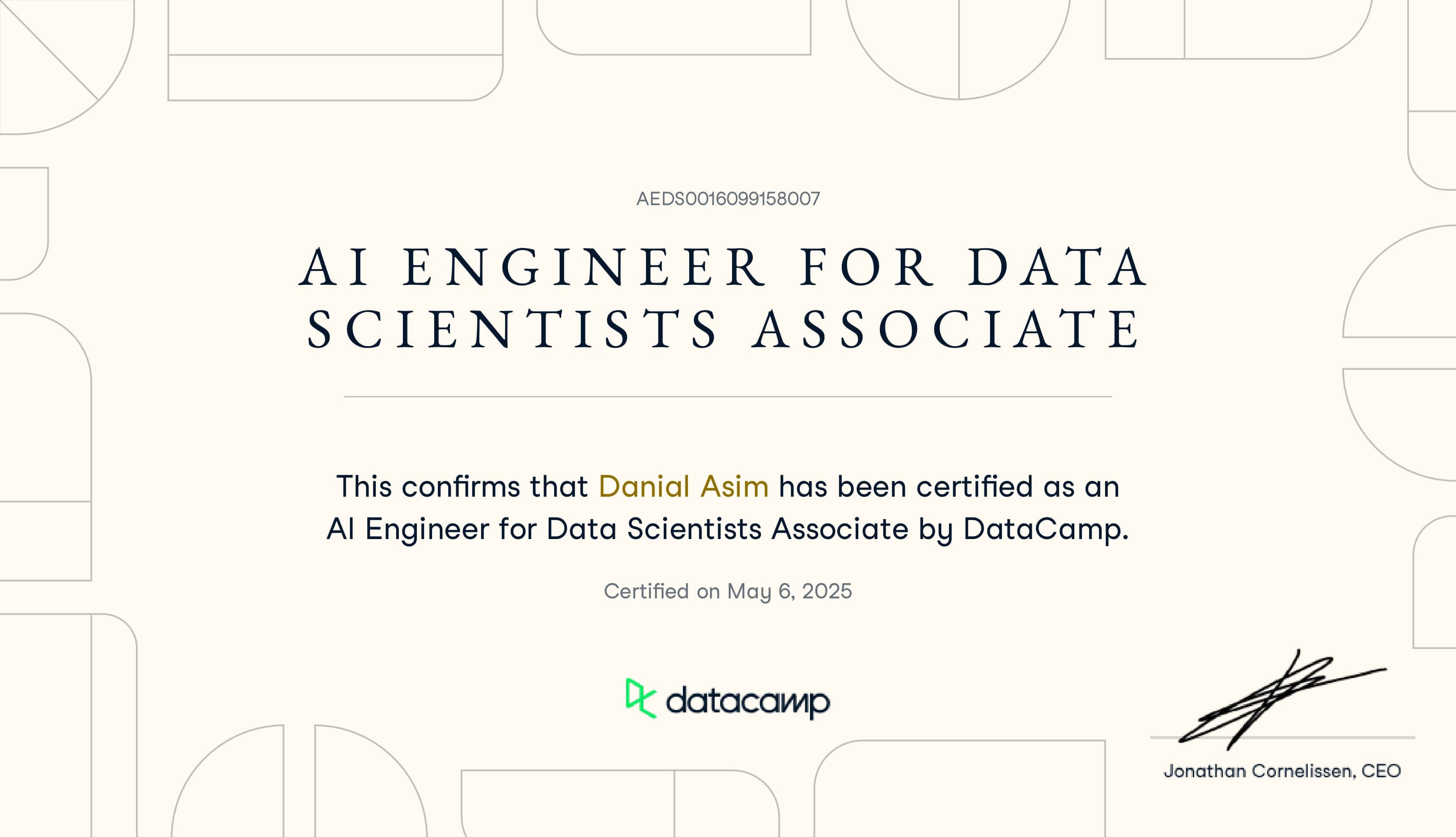 AI Engineer for Data Scientists Associate certificate